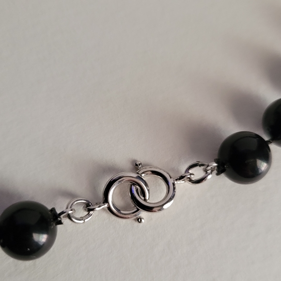 Vintage black beads necklace ball retro classic - Picture 6 of 6